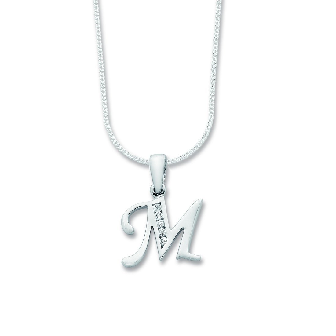 45cm Sterling Silver Cubic Zirconia Initial Necklace - Most Initials Available