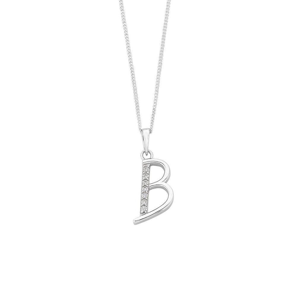 45cm Sterling Silver Cubic Zirconia Initial Necklace - Most Initials Available