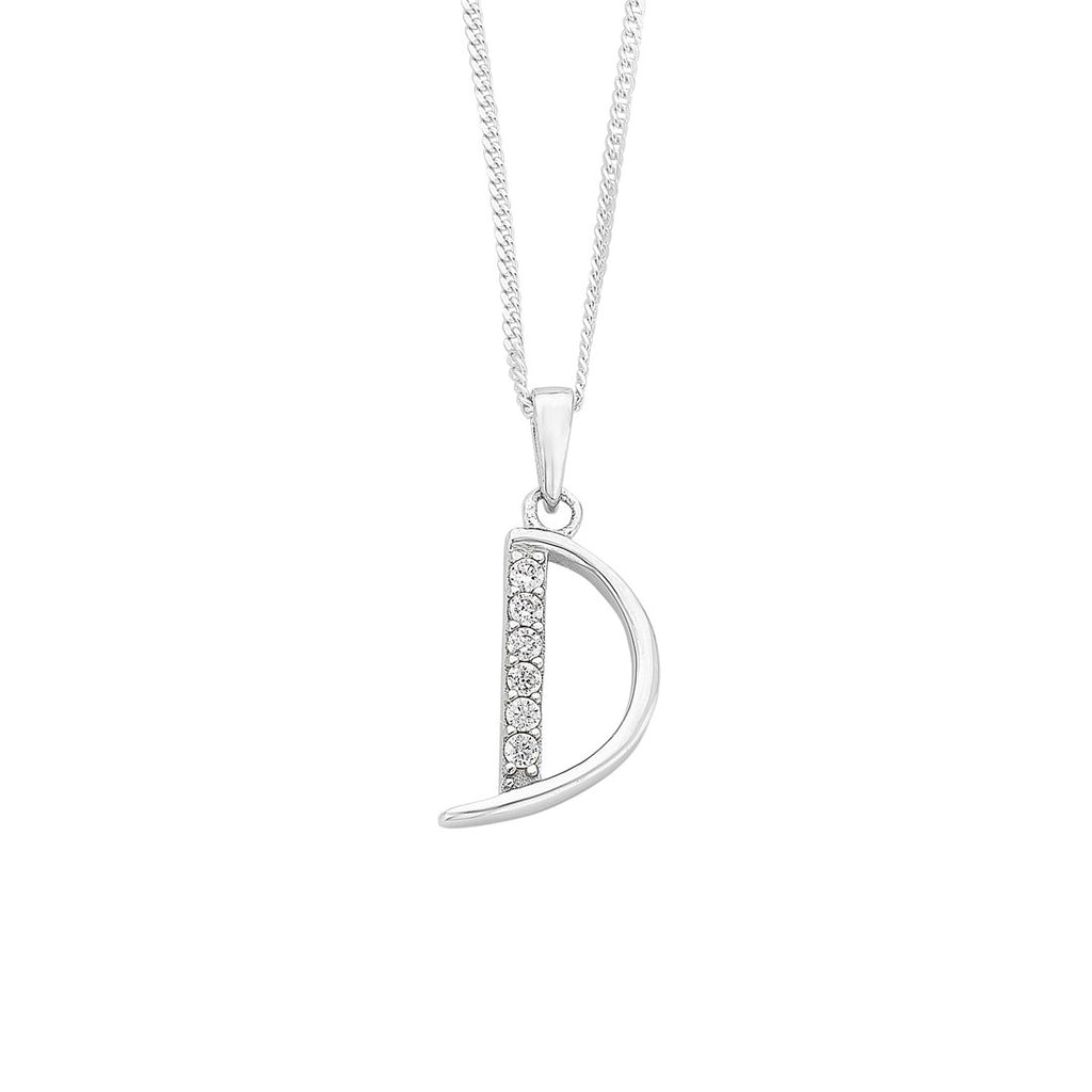 45cm Sterling Silver Cubic Zirconia Initial Necklace - Most Initials Available