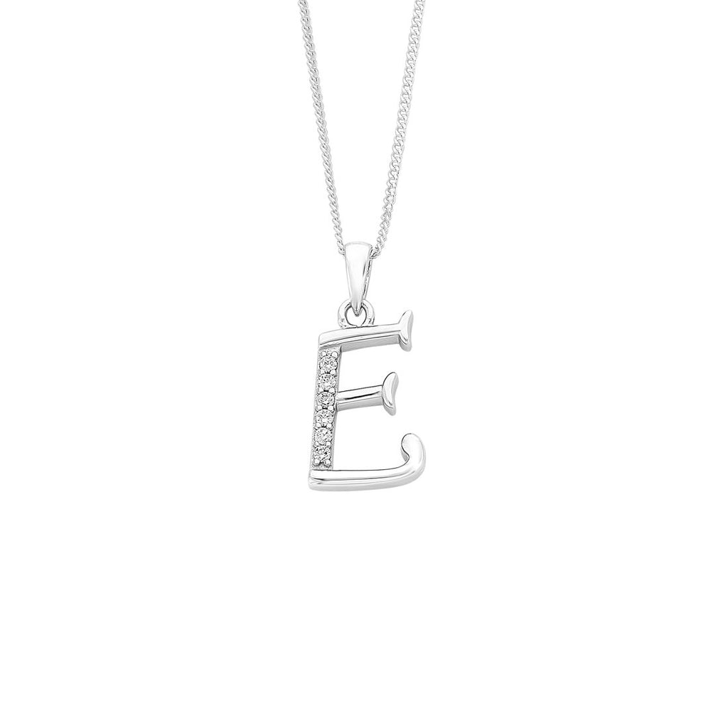 45cm Sterling Silver Cubic Zirconia Initial Necklace - Most Initials Available
