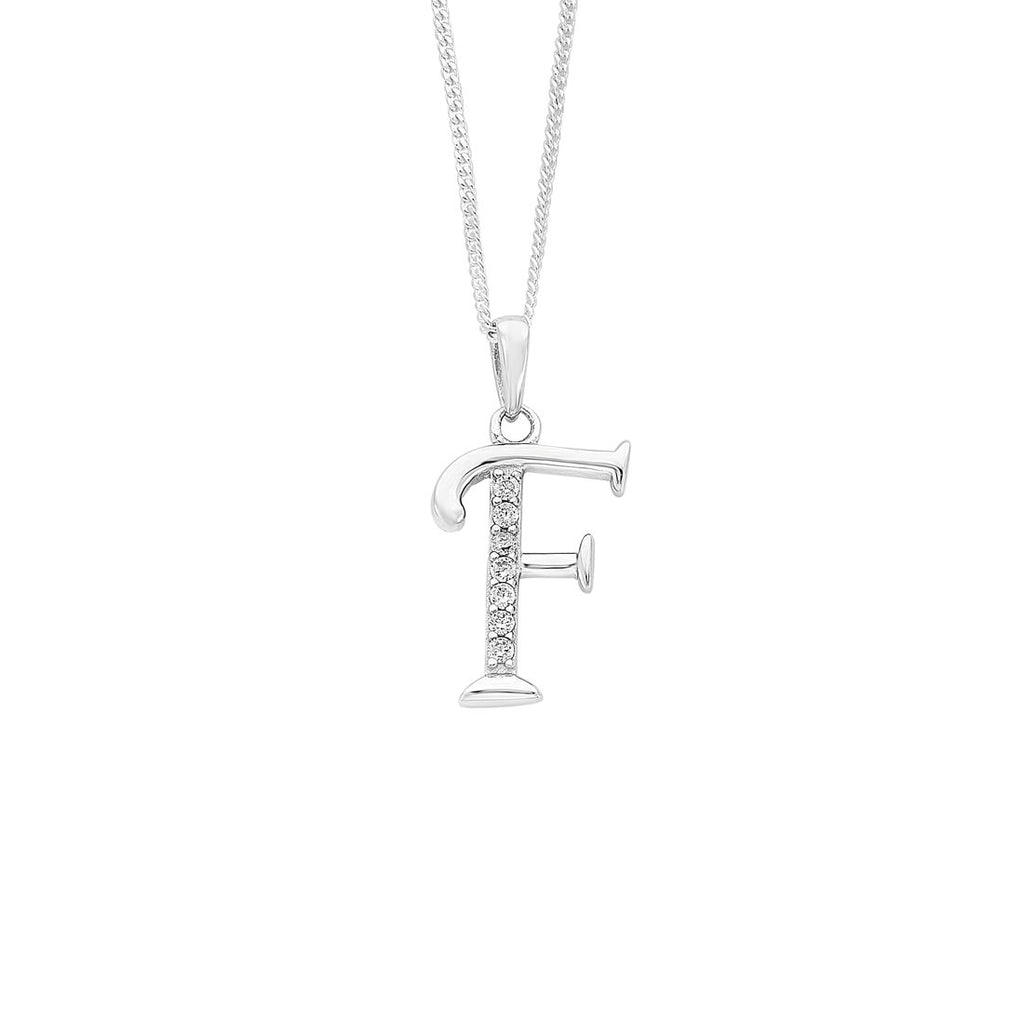 45cm Sterling Silver Cubic Zirconia Initial Necklace - Most Initials Available