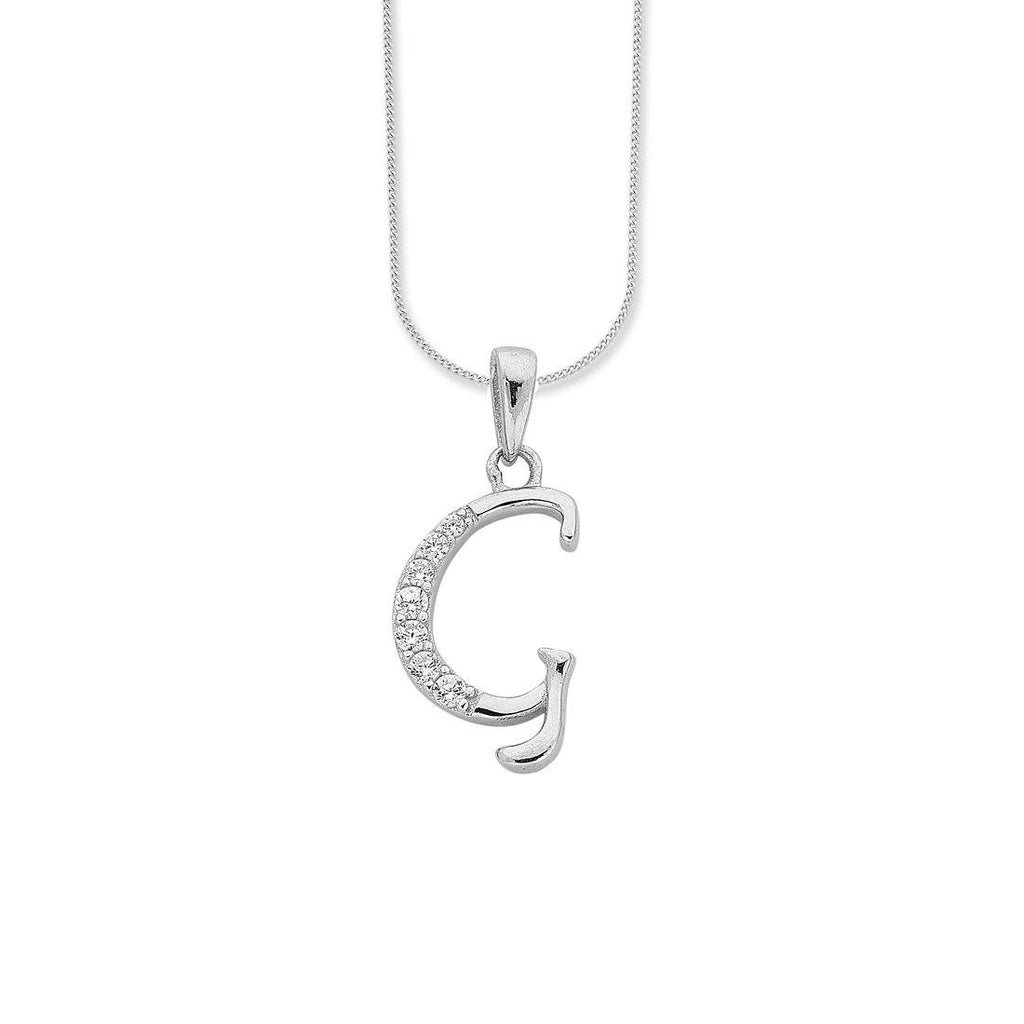 45cm Sterling Silver Cubic Zirconia Initial Necklace - Most Initials Available