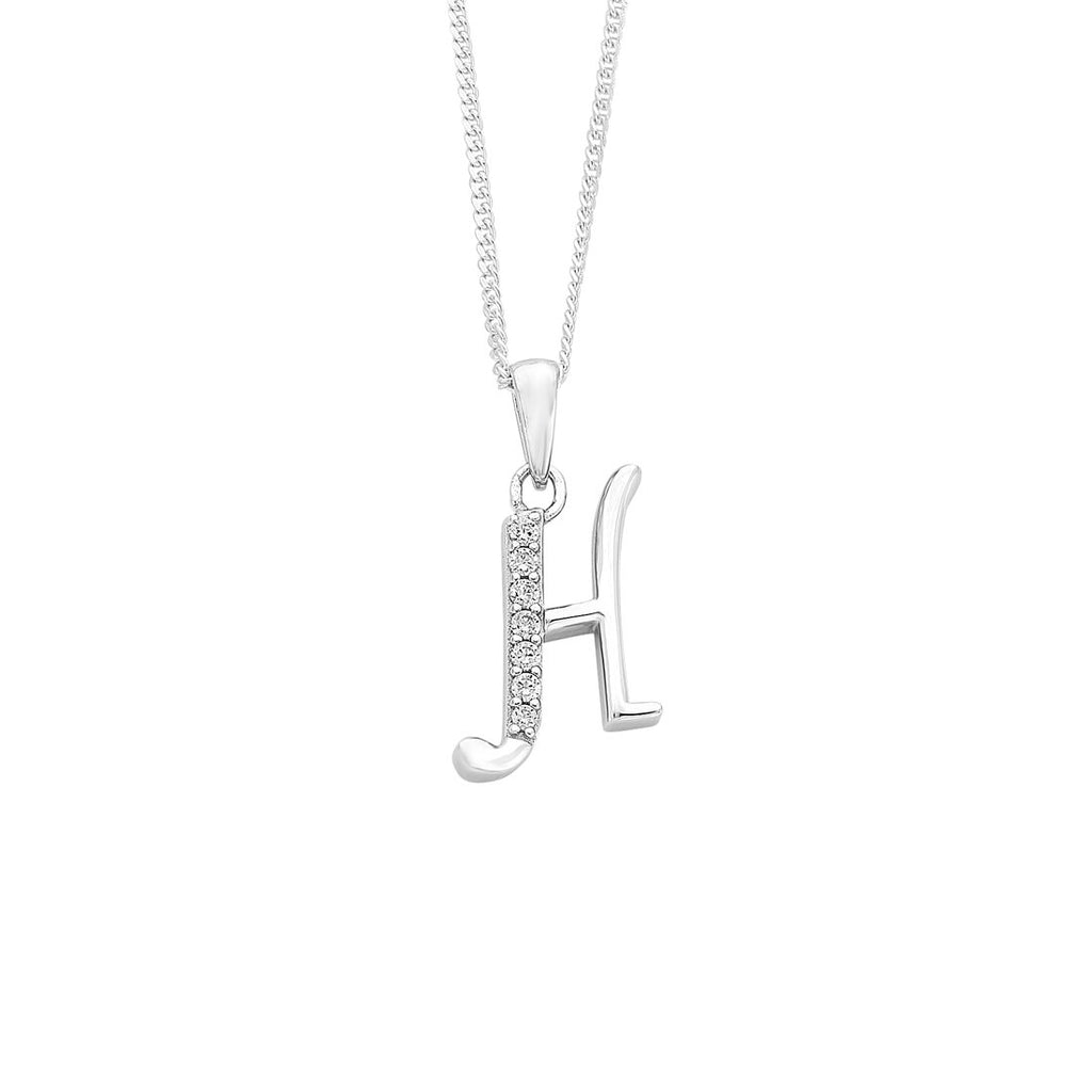 45cm Sterling Silver Cubic Zirconia Initial Necklace - Most Initials Available