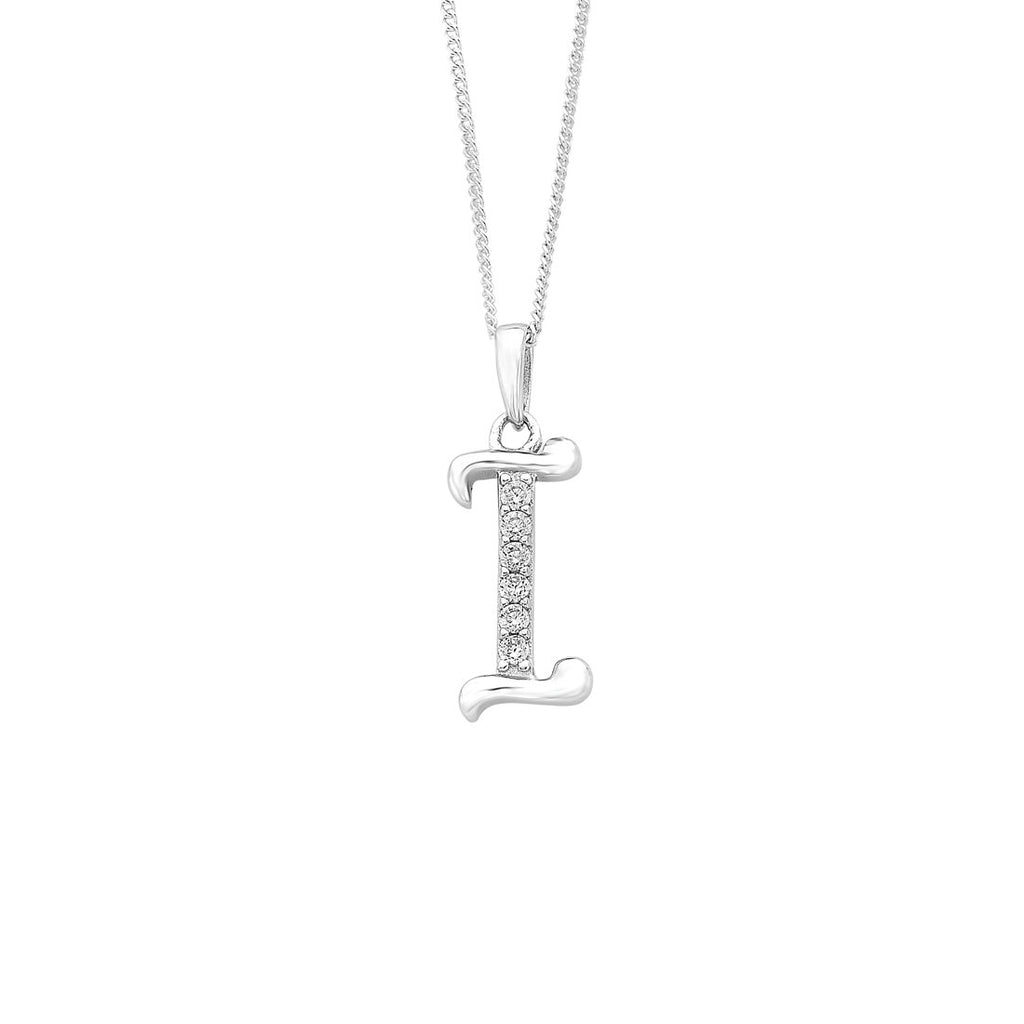 45cm Sterling Silver Cubic Zirconia Initial Necklace - Most Initials Available