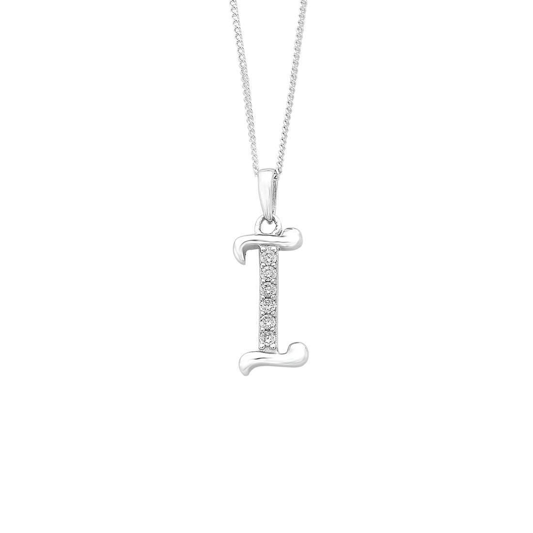 45cm Sterling Silver Cubic Zirconia Initial Necklace - Most Initials Available