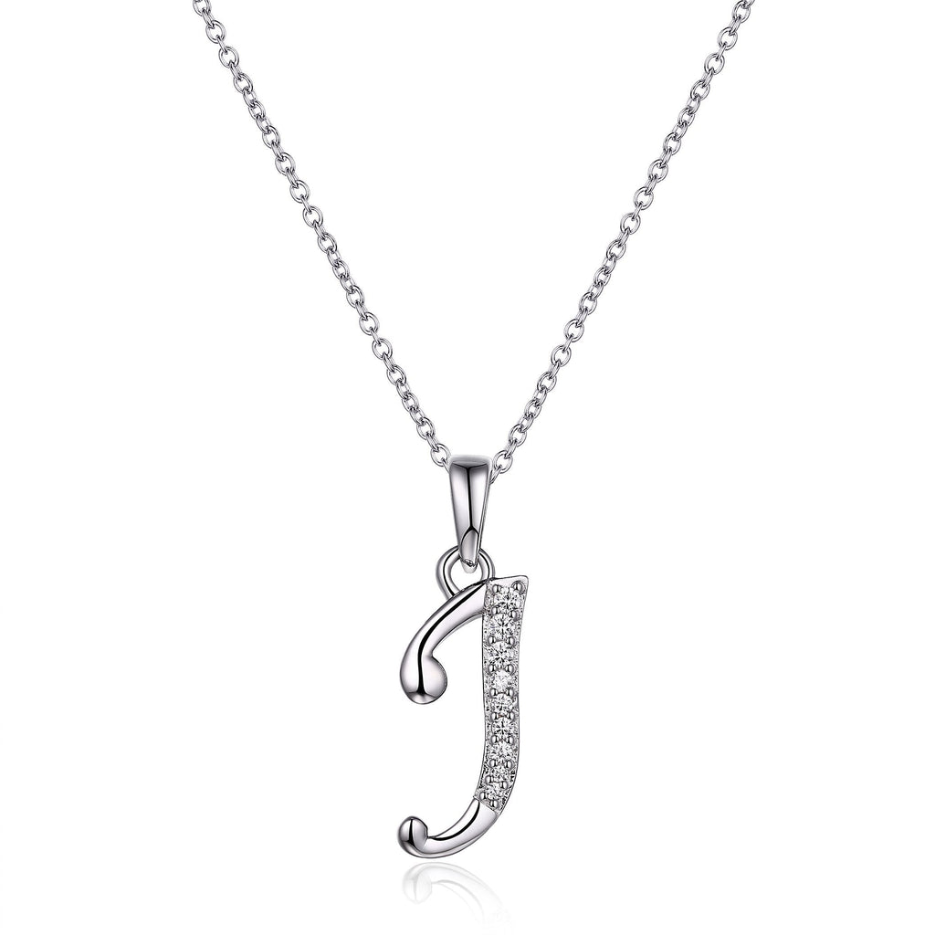 45cm Sterling Silver Cubic Zirconia Initial Necklace - Most Initials Available