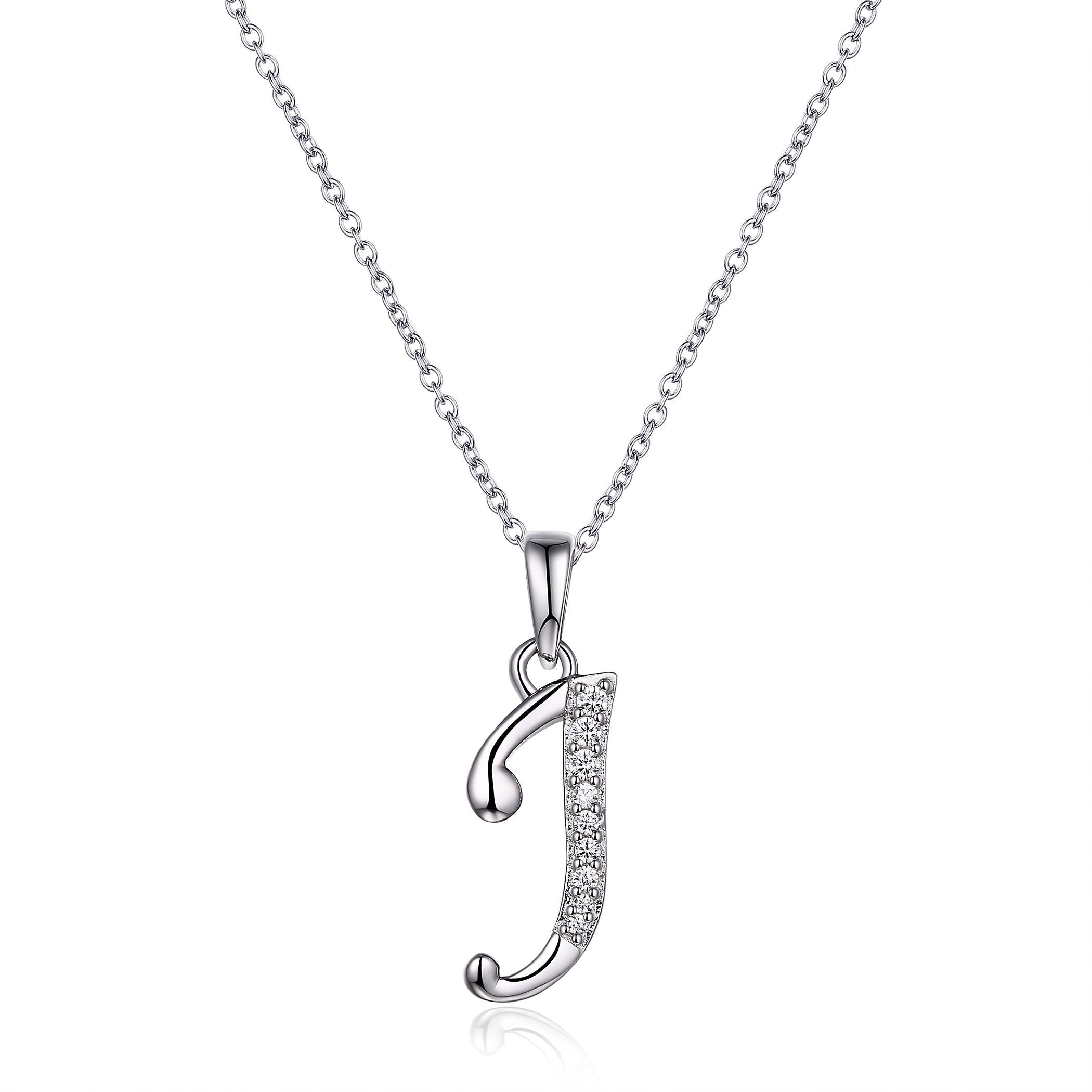 45cm Sterling Silver Cubic Zirconia Initial Necklace - Most Initials Available