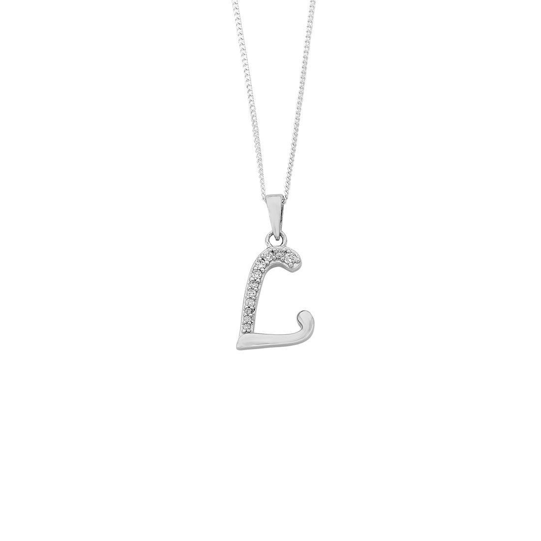 45cm Sterling Silver Cubic Zirconia Initial Necklace - Most Initials Available