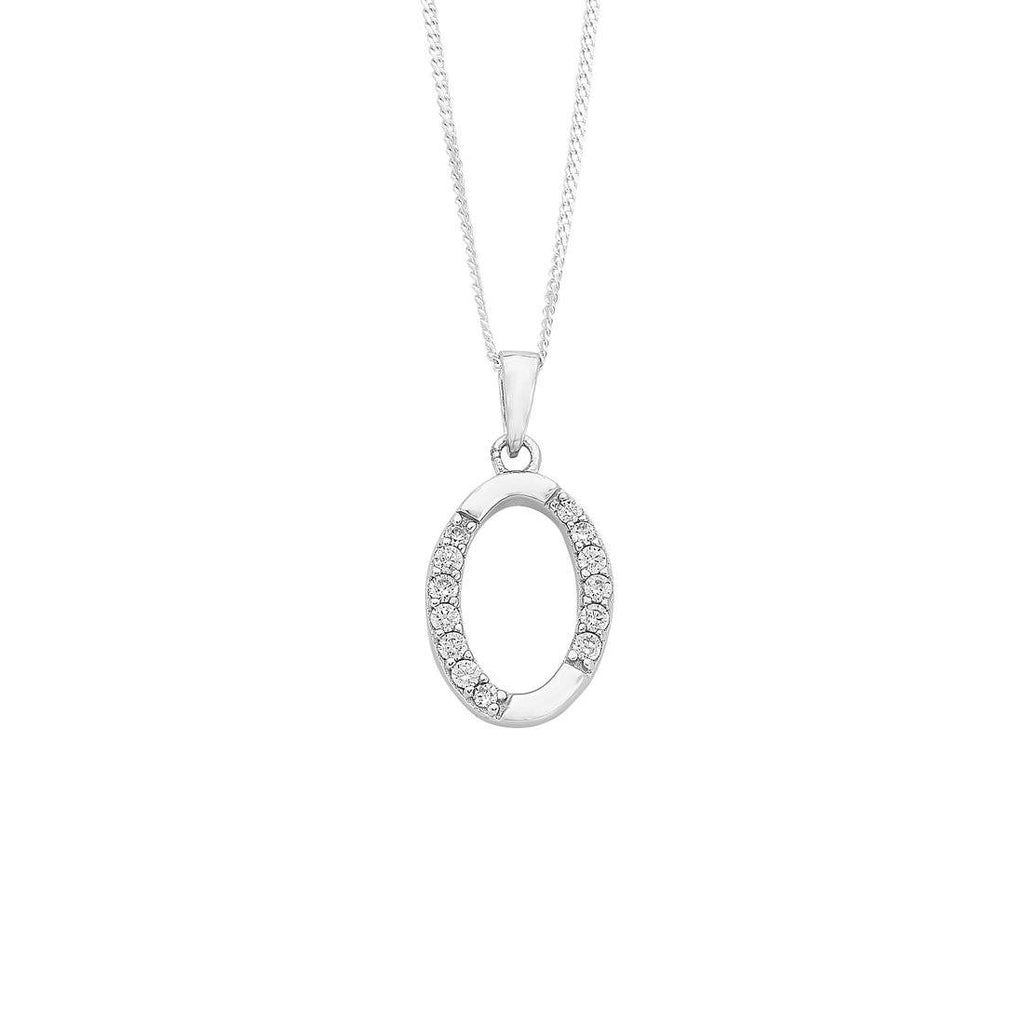 45cm Sterling Silver Cubic Zirconia Initial Necklace - Most Initials Available