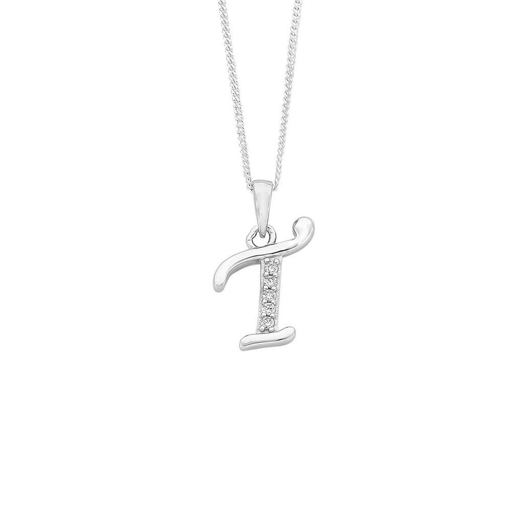 45cm Sterling Silver Cubic Zirconia Initial Necklace - Most Initials Available