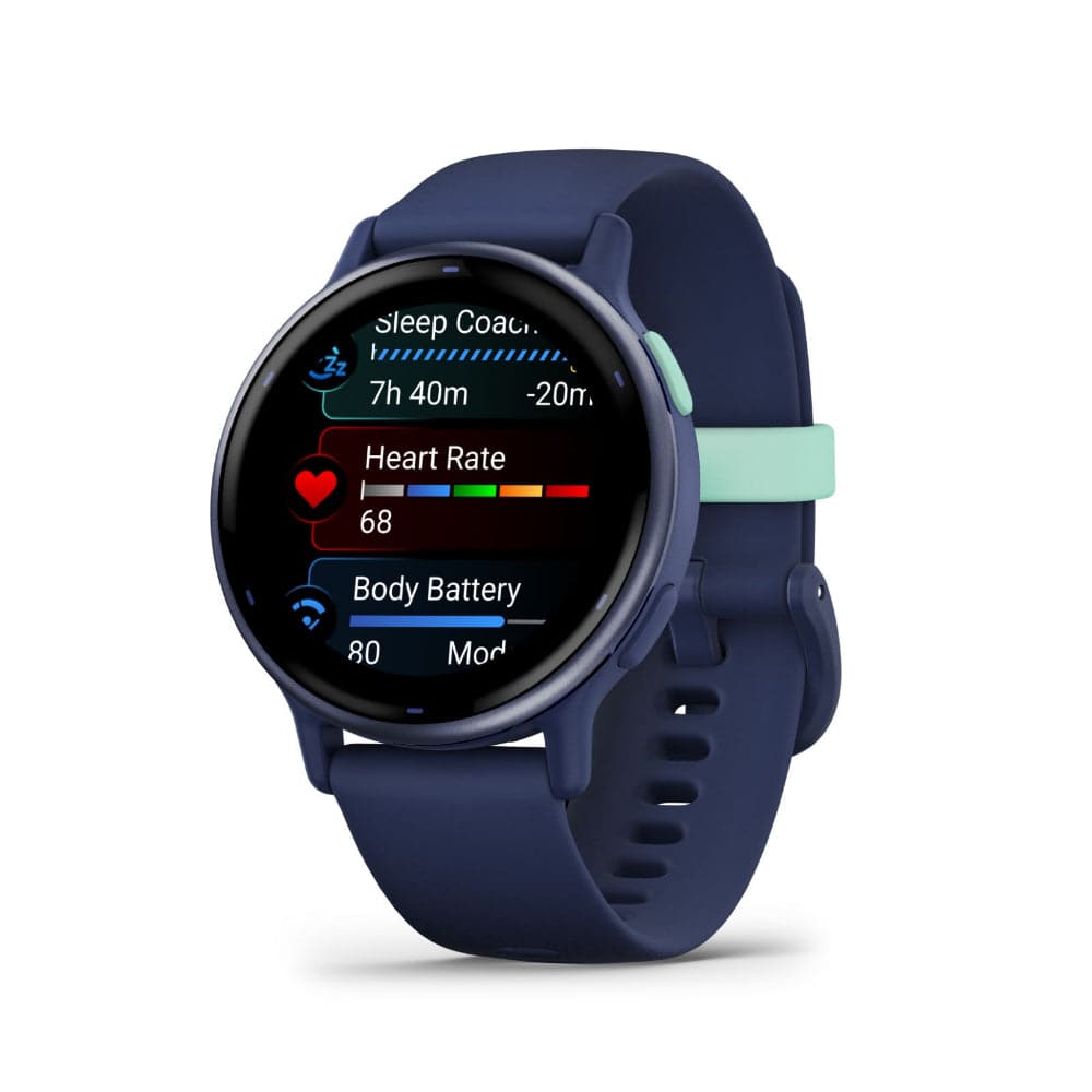 Garmin Vivoactive 5 Metallic Navy Aluminum Bezel with Navy Case and Silicone Band GM-010-02862-52