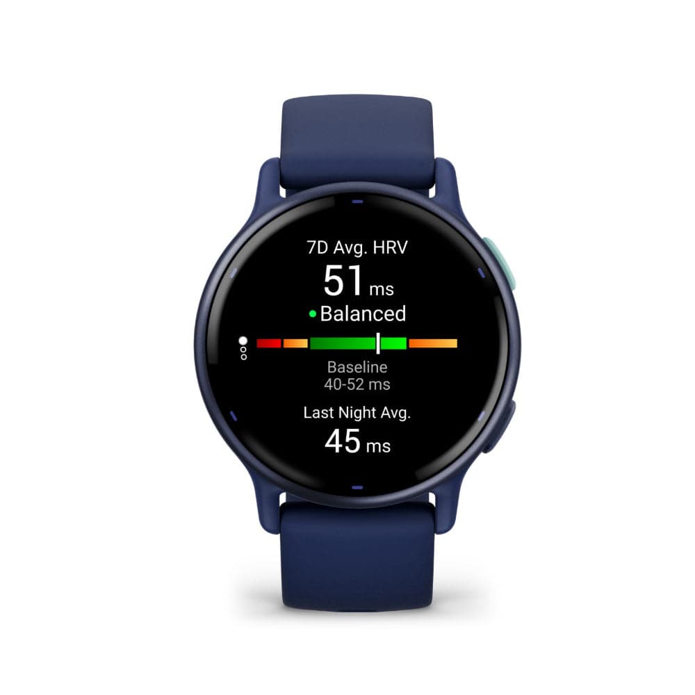 Garmin Vivoactive 5 Metallic Navy Aluminum Bezel with Navy Case and Silicone Band GM-010-02862-52