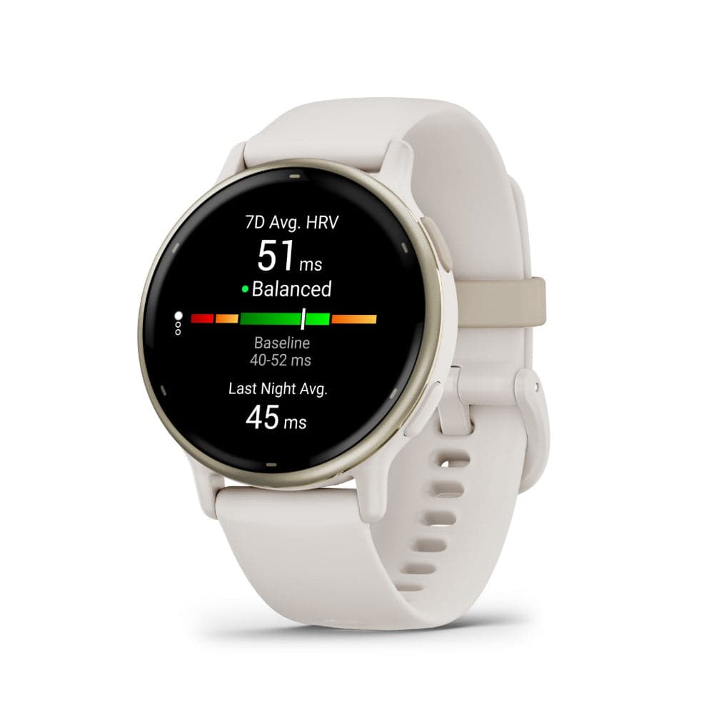 Garmin Vivoactive 5 Cream Gold Aluminum Bezel with Ivory Case and Silicone Band GM-010-02862-51
