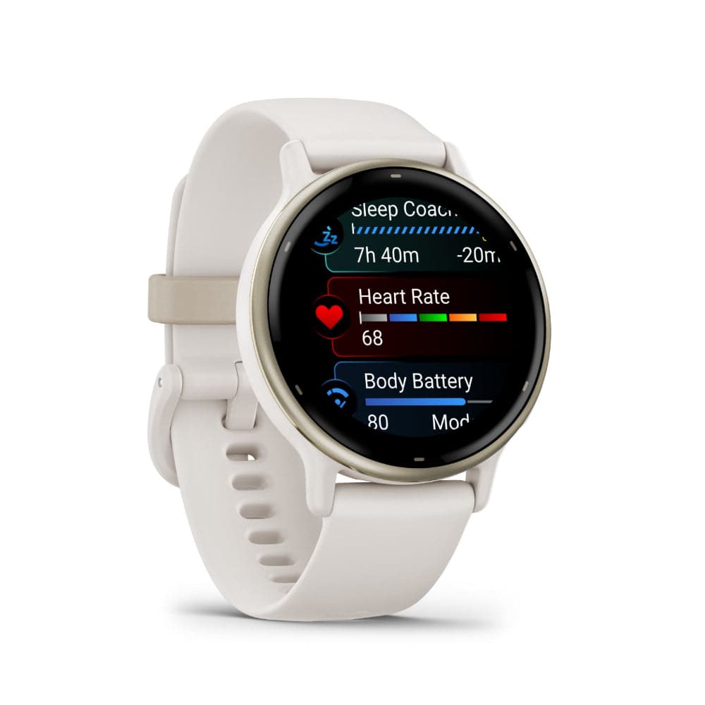 Garmin Vivoactive 5 Cream Gold Aluminum Bezel with Ivory Case and Silicone Band GM-010-02862-51